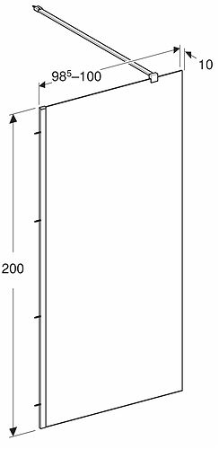 Душевая перегородка Kolo GEO: L=98.5–100см, H=200см, T=10см