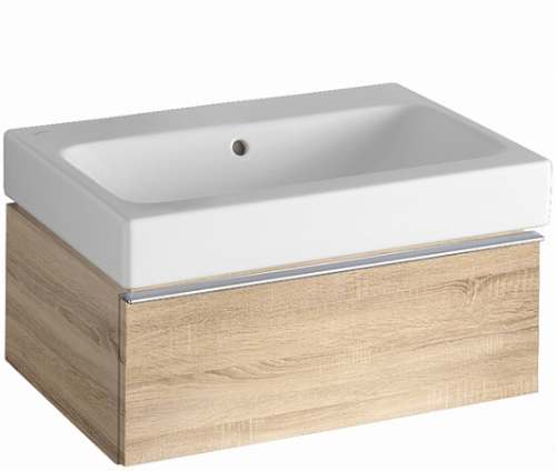 Шкафчик для раковины Geberit iCon, с одним выдвижным ящиком: B=59.5см, H=24см, T=47.7см, Натуральный дуб  / Меламин, древесная структура