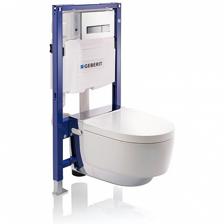Подвесной унитаз-биде AquaClean Mera Comfort: Керамический унитаз: белый / KeraTect, Декоративная панель: Глянц. хром, Geberit