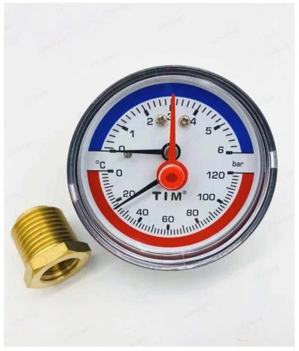 Термоманометр аксиальный 63мм на 6 бар "(0℃ - 120℃)