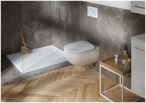 Подвесной унитаз вертикальный смыв Geberit Renova Comfort, увеличенной высоты, закрытая форма, Rimfree: T=53см, Белый