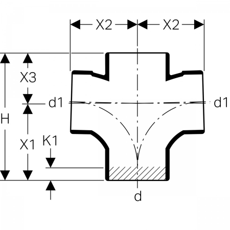 Крестовина со смещенным впуском Silent-db20 88,5°: d=110мм, d1=110мм, Geberit