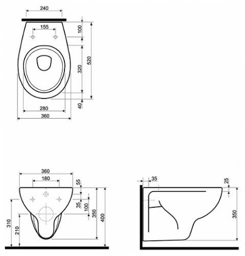 Kolo Rekord подвесной унитаз, вертикальный смыв, small projection, Rimfree: T=48см, Белый
