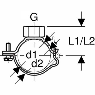 Хомут с соединительной муфтой G 1/2", регулируемый: di=40мм, di1=48мм, Geberit