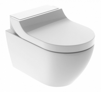 Подвесной унитаз-биде AquaClean Tuma Comfort: Керамический унитаз: белый / KeraTect, Декоративная панель: стекло белое, Geberit