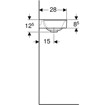 Раковина Xeno²: 40x12.5x28см, Белый / Специальное керамическое покрытие KeraTect, Отверстие под смеситель=Правая, Перелив=Без, Geberit
