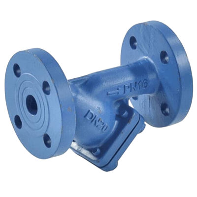 Фильтр сетчатый наклонный F4240A DN 400 PN 16, фланцевый, с дренажной пробкой, корпус-чугун, сетка-нержавеющая сталь, Tecofi