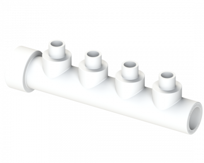 Коллектор трубный с 4-мя выходом PP Dу 50X32 - белый, SPL-EmirPlast