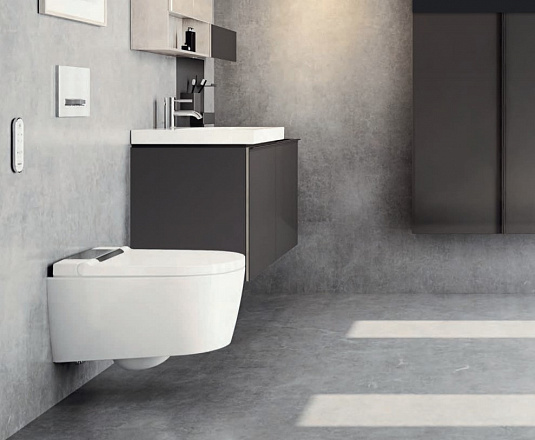 Подвесной унитаз-биде AquaClean Sela: Керамический унитаз: белый / KeraTect, Декоративная панель: белый, Geberit