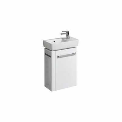 Раковина Geberit Renova Compact, с укороченным вылетом: Белый, B=50см, H=15см, T=25см, Отверстие под смеситель=Правая, Перелив=На виду, Полка=Без