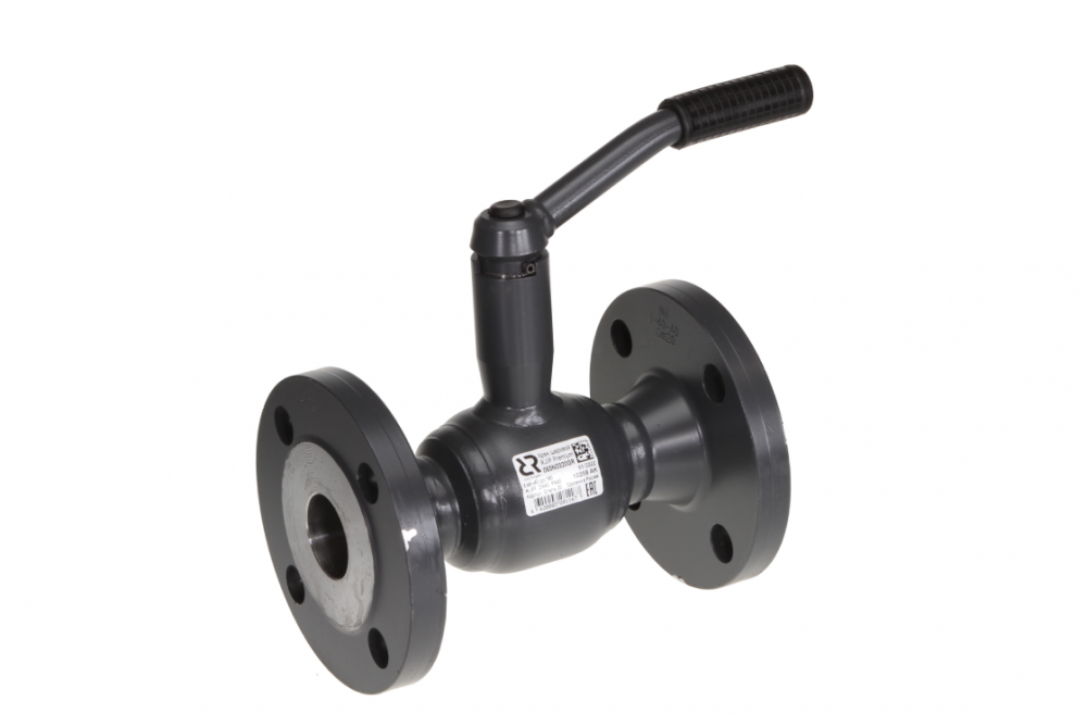 Шаровой кран RJIP Premium FF DN 40 PN 40 Т= 200 °С, фланцевый, стандартный проход, с рукояткой, корпус-углеродистая сталь, Ридан