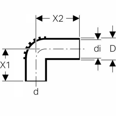 Соединительное колено Silent-db20 90°, удлиненное: d=56мм, di=50мм, Geberit