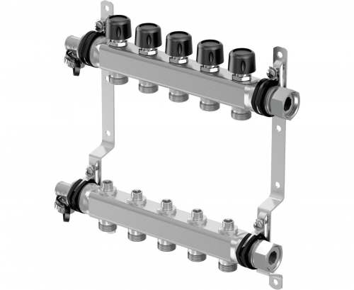 Usystems коллектор с клапанами стальной, выходы 4x3/4" Евроконус '1Ф