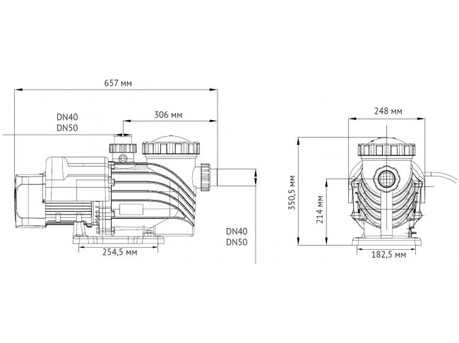 Насос для бассейна  JET POOL SPP 2200, 220-230V/50Hz, 2,2кВт, входной/выходной Dn40/50 мм, корпус-полипропилен, колесо-PPO-GF20, UNIPUMP