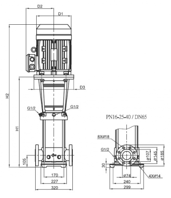 Насос вертикальный многоступенчатый SB 32-40 (k) HUBV 7,5kW