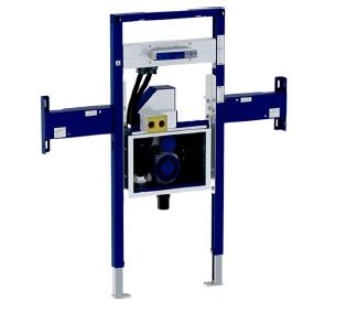 Инсталляция Geberit Duofix для раковины Geberit ONE и встраиваемого в стену смесителя Geberit ONE, на высоту рамы, с внутристенным поворотным сифоном, с внутристенным Clou: B=80см, Ширина pаковина=75см, H=112–130см, T=12см