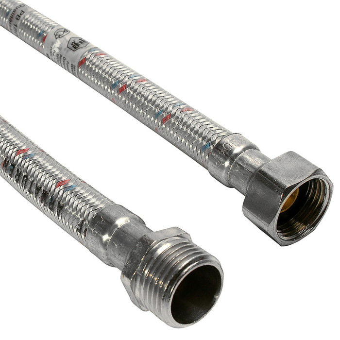 Гибкая подводка для воды в оплетке с ПВХ покрытием 1/2"г/ш-100см