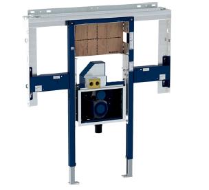 Инсталляция Geberit Duofix для раковины Geberit ONE и встраиваемого в стену смесителя, по высоте помещения, с внутристенным поворотным сифоном, с внутристенным Clou: B=125см, Ширина pаковина=120см, H=125см, T=14см