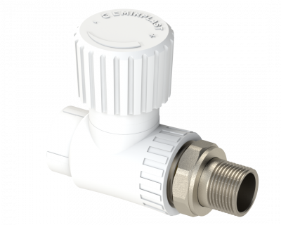 Прямой радиаторный вентиль PP Dу 20x1/2” - белый, никелированный, SPL-EmirPlast