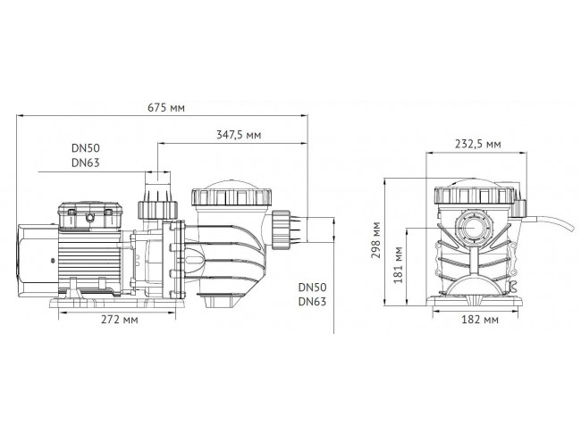 Насос для бассейна JET POOL SPP 2400T, 3x380-415V/50Hz, 2,4кВт, входной/выходной Dn50/63 мм, корпус-полипропилен, колесо-PPO-GF20, UNIPUMP