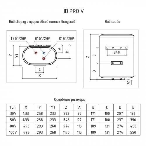 Водонагреватель накопительный THERMEX ID 80 V (pro) Wi-Fi