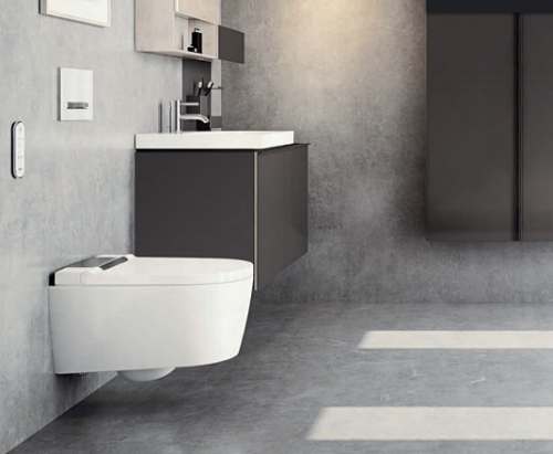 Подвесной унитаз-биде AquaClean Sela: Керамический унитаз: белый / KeraTect, Декоративная панель: белый, Geberit