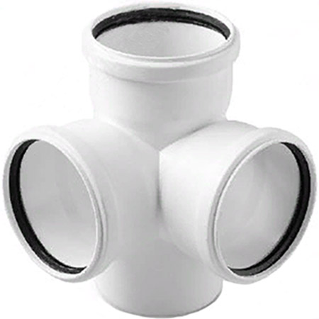 UPONOR КРЕСТОВИНА КАНАЛИЗАЦИОННАЯ ДВУХПЛОСКОСТНАЯ Д.110/110ММ 87ГР БЕЛАЯ '1C