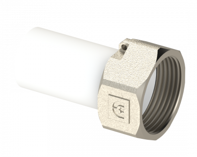 Разъемное соединение трубное PP НР Dу 20X3/4'' - белый, никелированный, SPL-EmirPlast