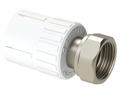 Муфта PP с накидной гайкой Dу 32X1 1/4'' - белый, никелированный, SPL-EmirPlast