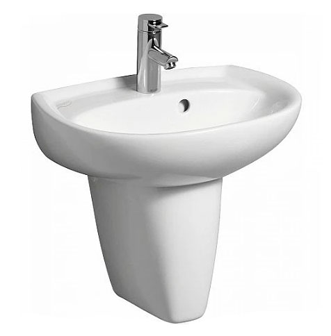 Раковина Geberit Renova: Белый, B=50см, H=17.3см, T=40см, Отверстие под смеситель=По центру, Перелив=На виду