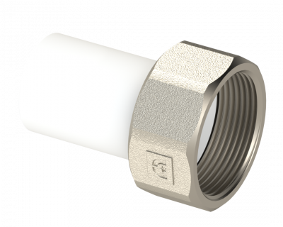 Разъемное соединение трубное PP ВР Dу 25X1/2'' - белый, никелированный, SPL-EmirPlast