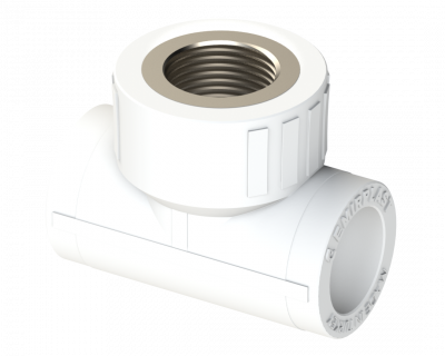 Комбинированный тройник PP ВР Dу 20X3/4'' - белый, никелированный, SPL-EmirPlast