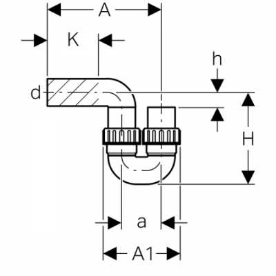 Geberit сифон с фланцевой втулкой, d 63 мм
