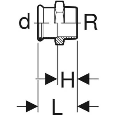 Переходник Mapress из меди, с наружной резьбой: CC499K, d=15мм, R=1/2дюйм, Geberit