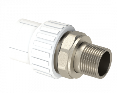 Прямой адаптер для радиатора PP Dу 20X3/4'' - белый, никелированный, SPL-EmirPlast