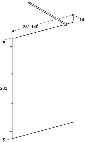 Душевая перегородка Kolo GEO: L=138.5–140см, H=200см, T=14см