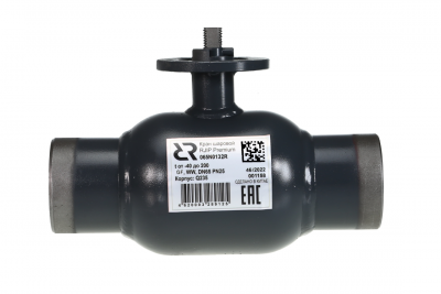 Шаровой кран RJIP Premium WW GF DN 100 PN 25 Т= 180 °С, приварной, стандартный проход, под электропривод, корпус-углеродистая сталь, Ридан