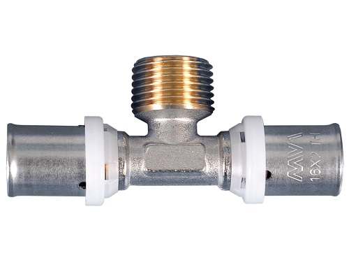 Пресс-фитинг тройник с переходом на наружную резьбу MVI 20х1/2"х20 PN16