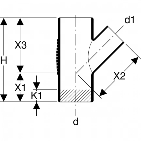 Тройник Silent-db20 45°: d=160мм, d1=160мм, Geberit