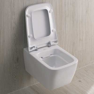 Подвесной унитаз вертикальный смыв iCon Square, закрытая форма, Rimfree: T=54см, Белый, Geberit