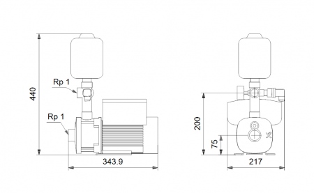 Насосная установка CMBE  3-62 I-U-C-C-D-A, 1x200-240 В, 50/60 Гц, 1210 Вт, вход/выход Rp 1" PN10, кабель-1,5 м, корпус и колесо-нержавеющая сталь, Grundfos