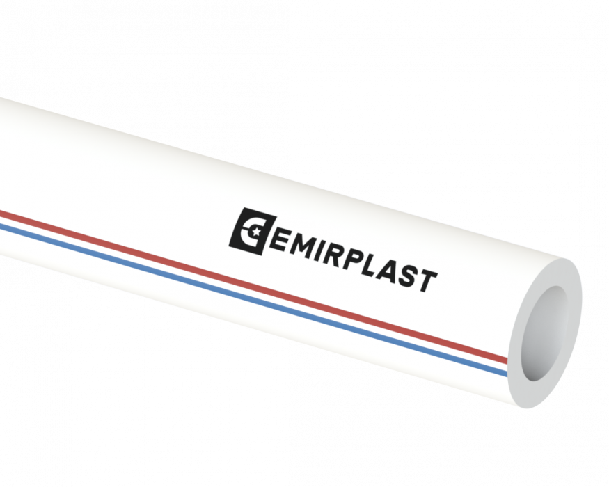 Труба PP  Dу  50 - PN20, SDR 6, 4 м с полосками, белый, SPL-EmirPlast