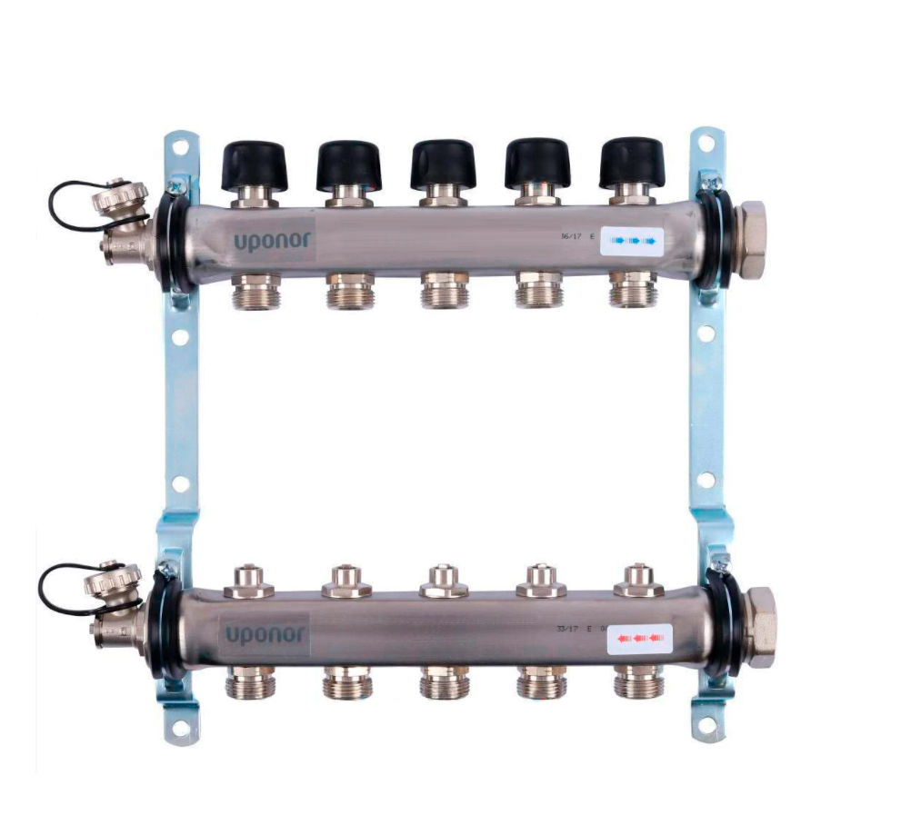 UPONOR SMART S КОЛЛЕКТОР С КЛАПАНАМИ СТАЛЬНОЙ, ВЫХОДЫ 5X3/4" ЕВРОКОНУС '1И