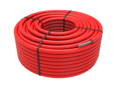 Труба SPL Pex-a 25x3.5 (10 бар, бухта 50 метров) в Изоляции 6 мм с КРАСНОЙ защитной оболочкой