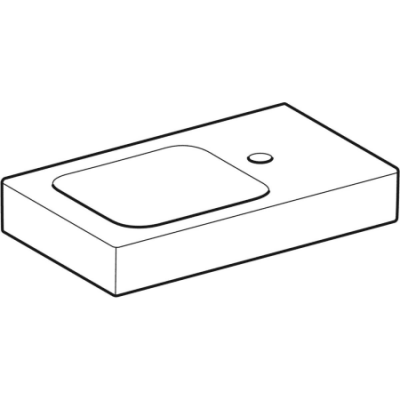 Раковина Geberit iCon с полочкой: Белый, B=53см, H=13.5см, T=31см, Отверстие под смеситель=Правая, Перелив=Без, Полка=Правая