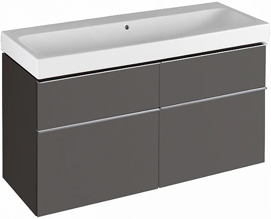 Шкафчик для раковины Geberit iCon, с четырьмя выдвижными ящиками: B=119см, H=62см, T=47.7см, Темно-серый / Матовое покрытие