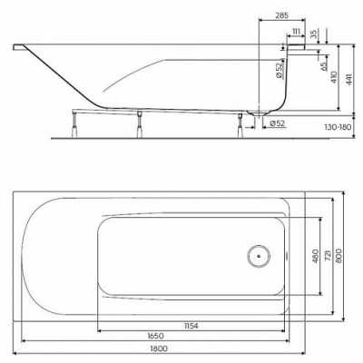 COMFORT Plus прямоугольная ванна 180 x 80 см