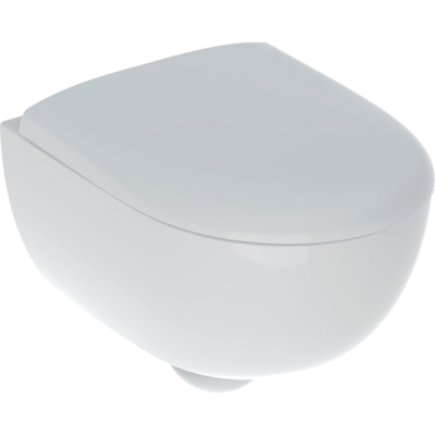 Комплект подвесного унитаза Geberit Renova Compact, с укороченным вылетом, закрытая форма, Rimfree, с сиденьем для унитаза: T=49см, Белый