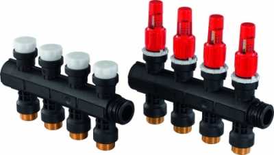 UPONOR VARIO PLUS КОЛЛЕКТОР С РАСХОДОМЕРАМИ ПЛАСТИКОВЫЙ, ВЫХОДЫ 3X 3/4 ЕВРОКОНУС '1И