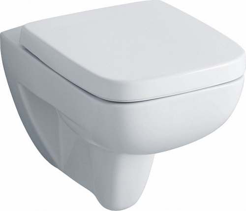 Подвесной унитаз вертикальный смыв Geberit Renova Compact Square, с укороченным вылетом: T=48.5см, Белый
